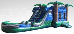 inflatable blue tropical bounce house water combo rental element142 146999584 Blue Tropical Combo w/ Pool